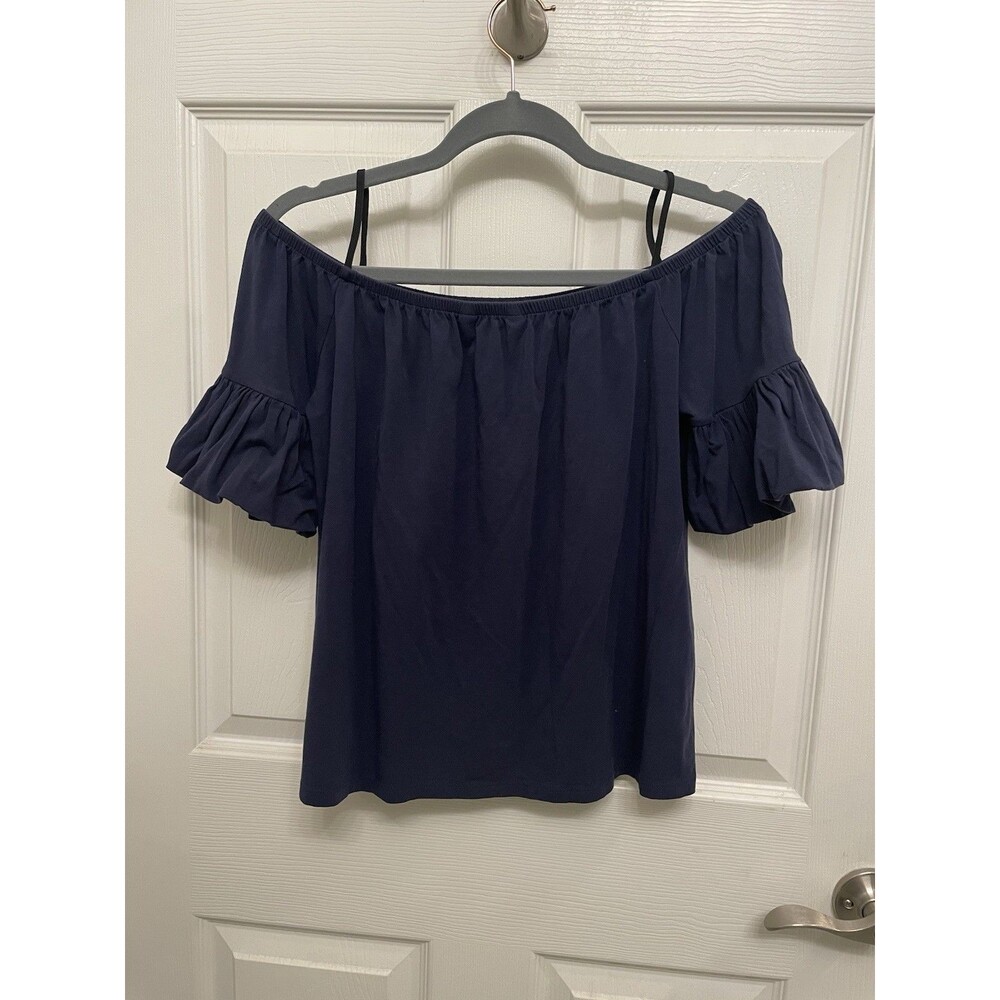 Lilly Pulitzer Women's M Off The Shoulder Top Navy Blue - Picture 4 of 4